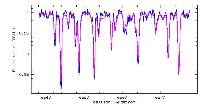 real stellar and synthetic telluric lines